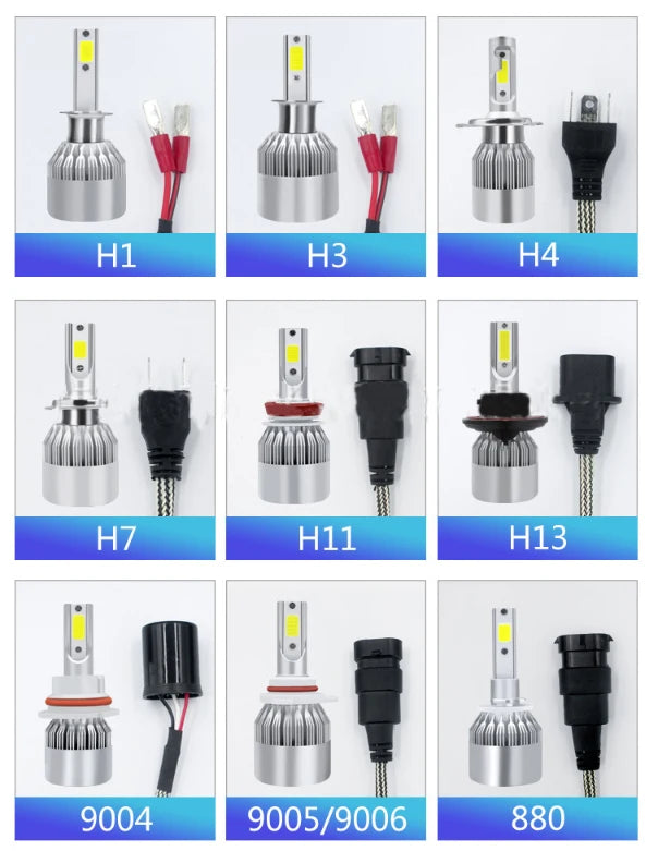 SUPER LED C6 H11 H3 H7  881 9005 HB4 9006 H13 6000K 72W 12V 7600LM